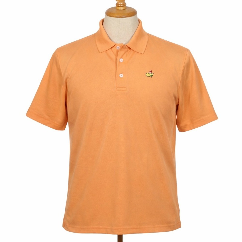 Masters Tech‎ Mens Large Orange Polo Shirt Augusta National Golf Logo Polyester